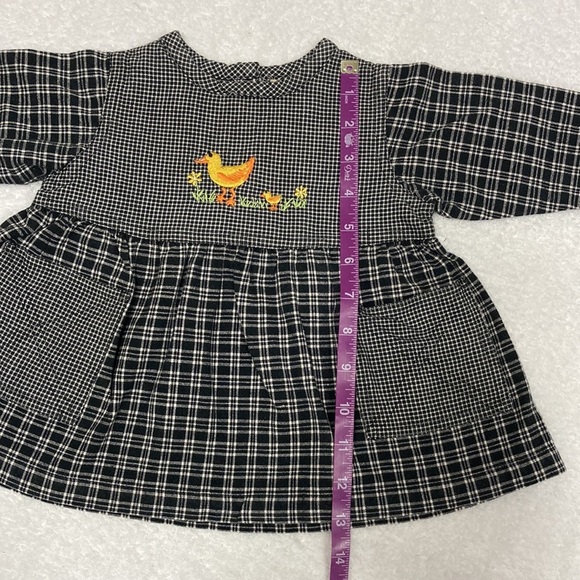 Vintage old navy black plaid embroidered duck dress 3/6m - Picture 4 of 6